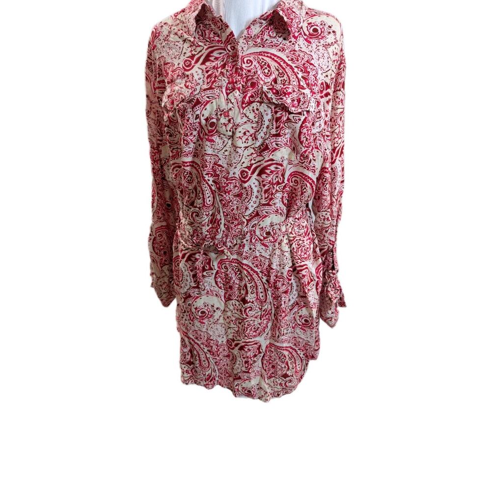 Bit & Bridle Shirt Dress Pink Paisley Western Cottagecore Pockets Plus Size 1X
